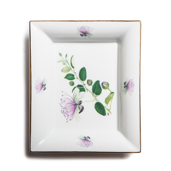 Porcelain Vide Poche – design by N. Goulandris “Capparis spinosa” (21 × 13.5 cm)