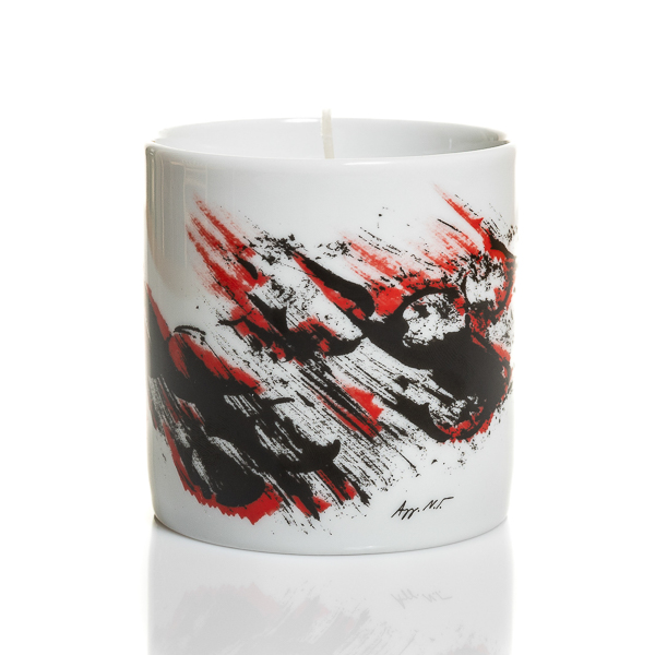 Aromatic Candle - design by A. Goulandris "Red-Black Indian Ink "