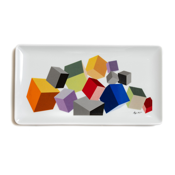 Πορσελάνινος δίσκος - σχέδιο Α. Γουλανδρή "Κύβοι" 24Χ13