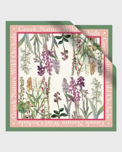 Silk scarf Wild Orchids of Greece with double-sided print