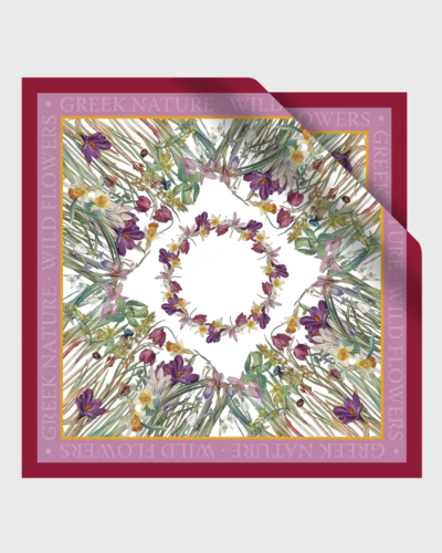 Silk scarf Wild Flowers of Greece with double-sided print